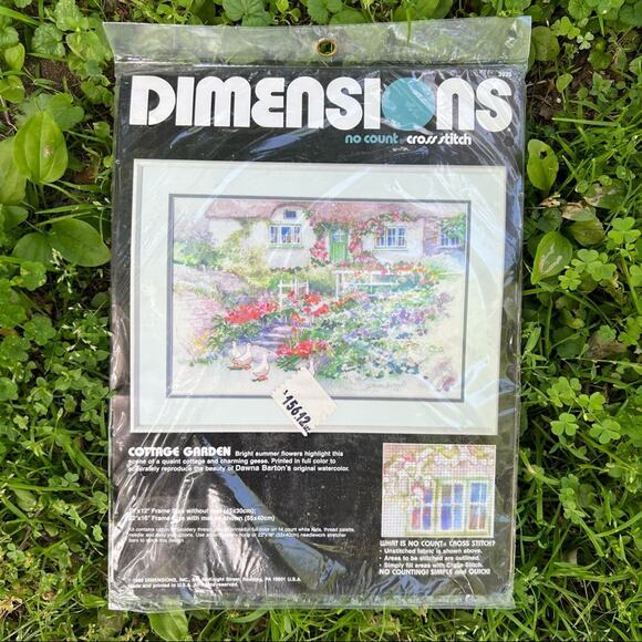 Vintage Cottage Garden Cross Stitch No Count Dimensions Kit new in package - Picture 1 of 3